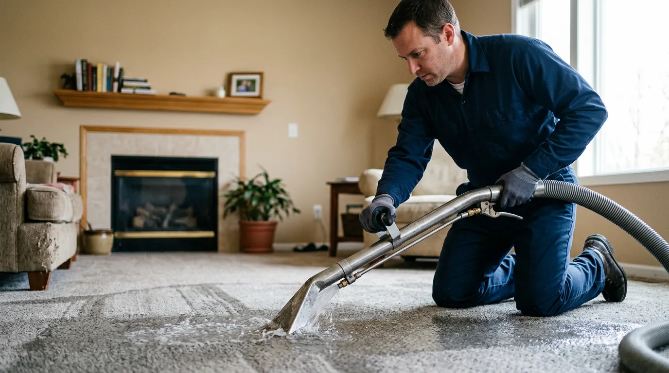 Water damage restoration technician working near Farmington, UT